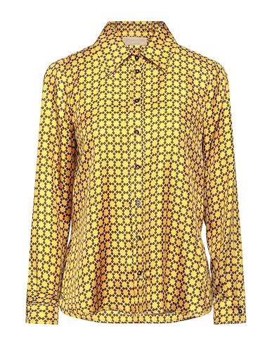 Ocher Satin Patterned shirts & blouses