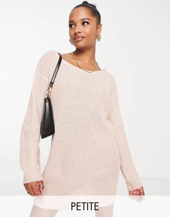 off-shoulder sweater dress in pink - LPINK