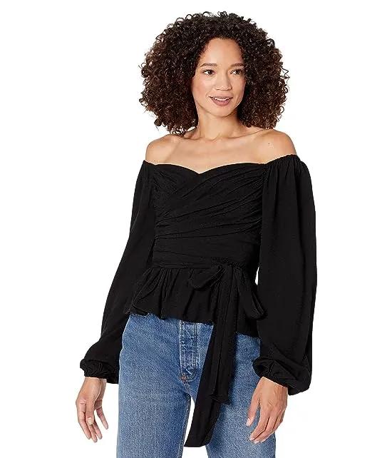 Off Shoulder Textured Rayon Top