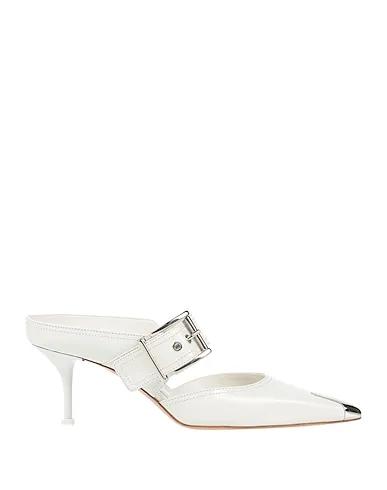 Off white Leather Mules and clogs