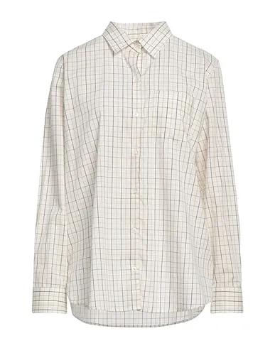 Off white Plain weave Checked shirt