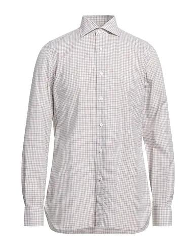 Off white Plain weave Checked shirt