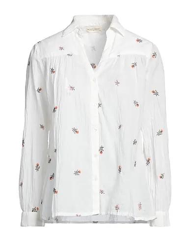 Off white Plain weave Floral shirts & blouses
