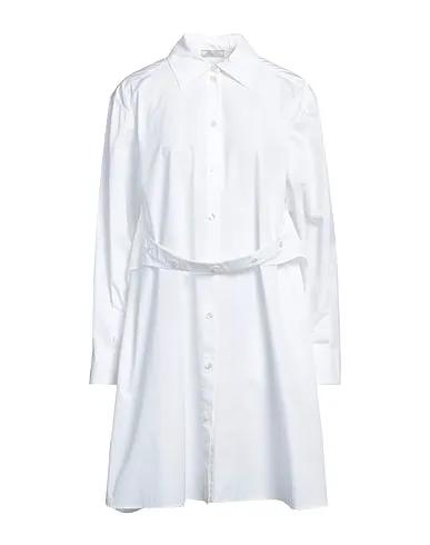 Off white Plain weave Midi dress