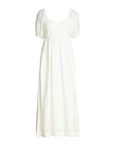 Off white Plain weave Midi dress