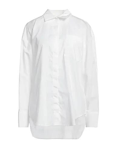 Off white Plain weave Solid color shirts & blouses