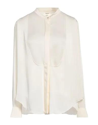 Off white Silk shantung Solid color shirts & blouses