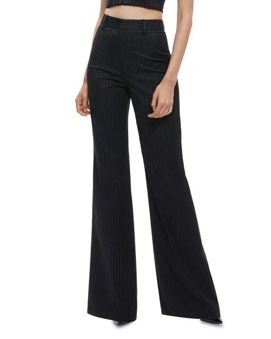 Oliver High Rise Flare Pinstripe Pants