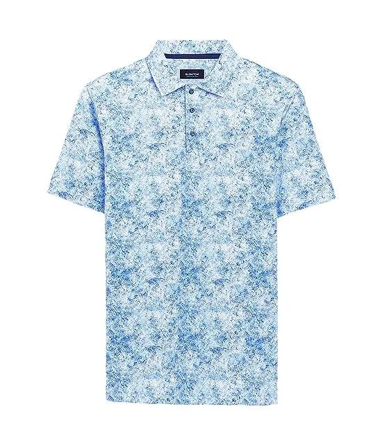 Olivier Abstract Printed Ooohcotton Tech Performance Three-Button Polo