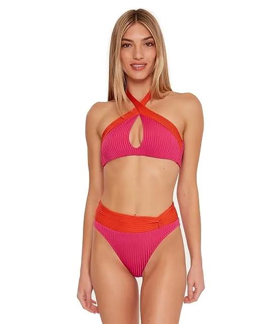 Olympia High Neck Crossover Top