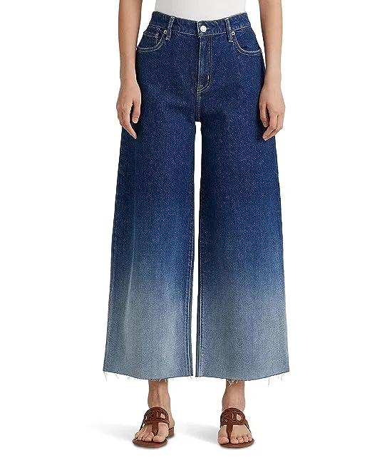 Ombré High-Rise Wide Leg Cropped Jeans in Ombre Canyon Wash