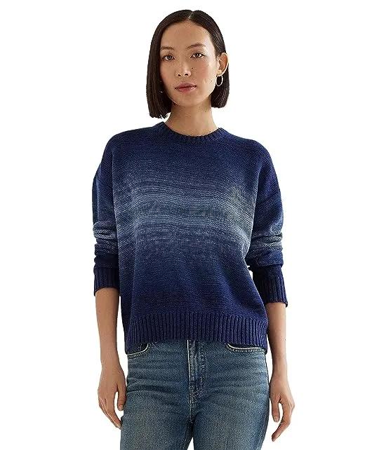 Ombré-Stripe Cotton-Linen Sweater