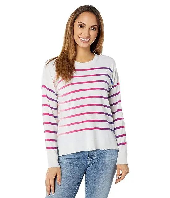 Ombre Stripes Crew Neck Wool & Cashmere Sweater