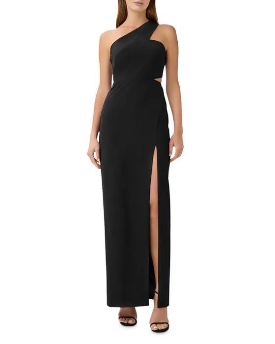 One-Shoulder Crepe Cutout Gown - 100% Exclusive