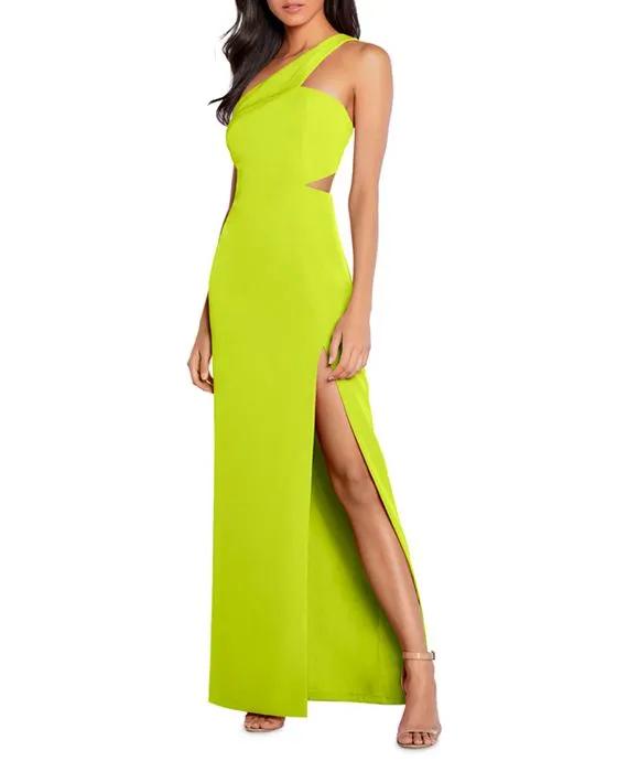 One-Shoulder Crepe Cutout Gown - 100% Exclusive