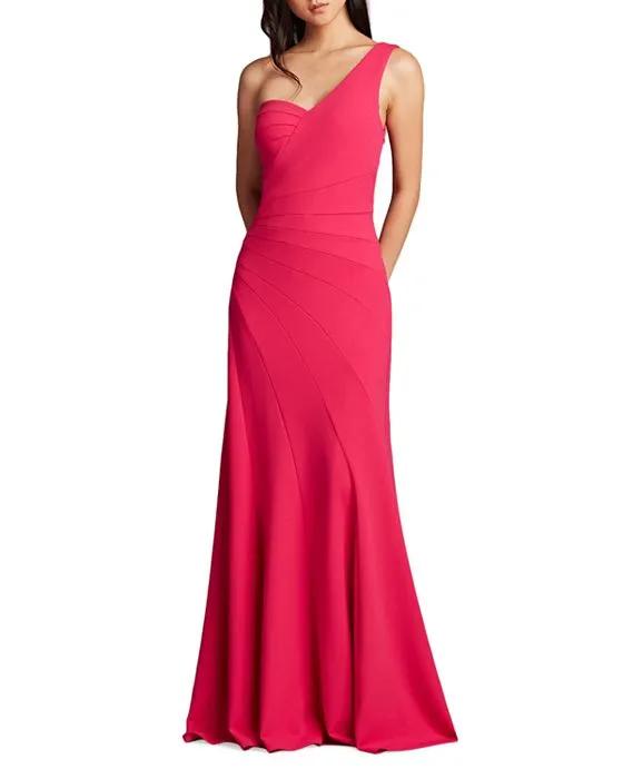 One Shoulder Crepe Gown