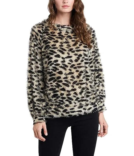 One Shoulder Leopard Pullover