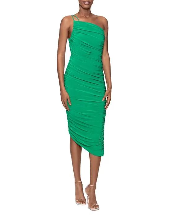 One Shoulder Ruched Midi Dress - 100% Exclusive 