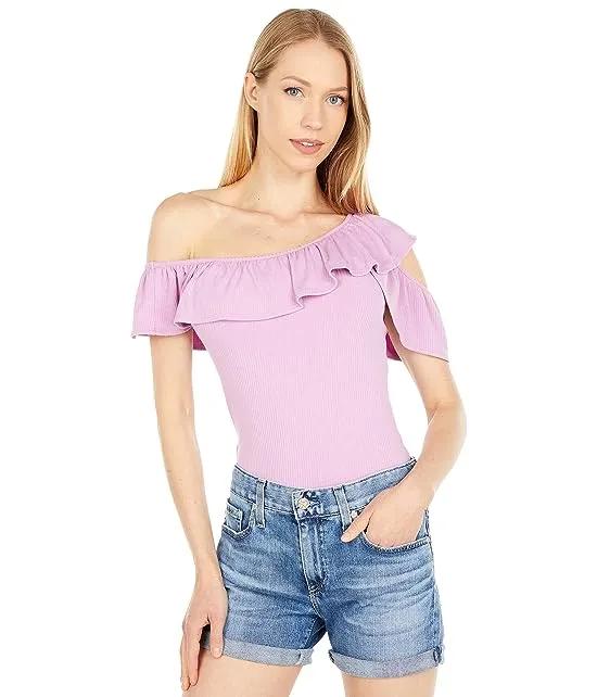 One Shoulder Ruffle Knit Top