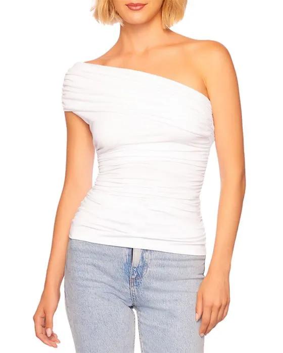 One Shoulder Sleeveless Ruched Top