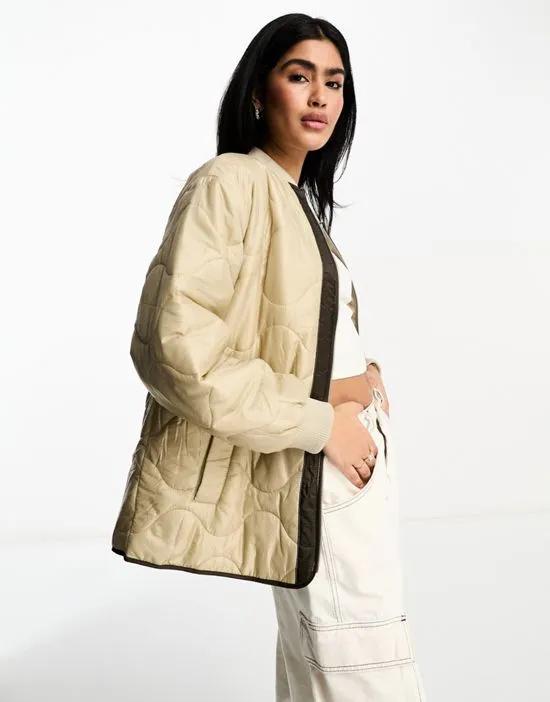 onion quilt bomber jacket in camel