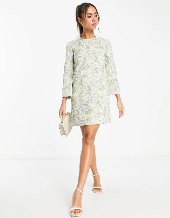 open back mini dress in 70s floral print