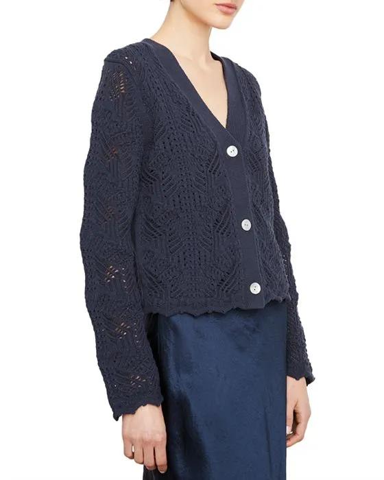 Open Knit Button Front Cardigan 