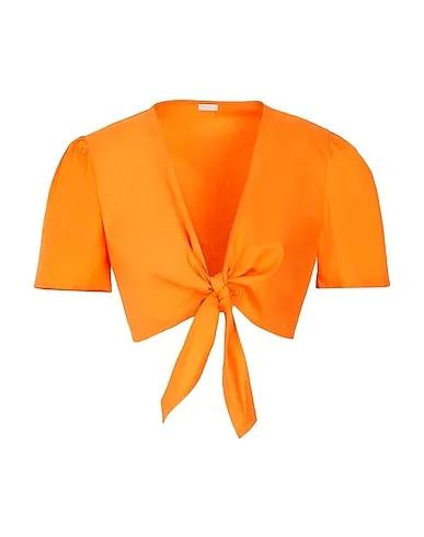 Orange Blouse SHORT SLEEVE CROP TOP WITH FRONT KNOT
