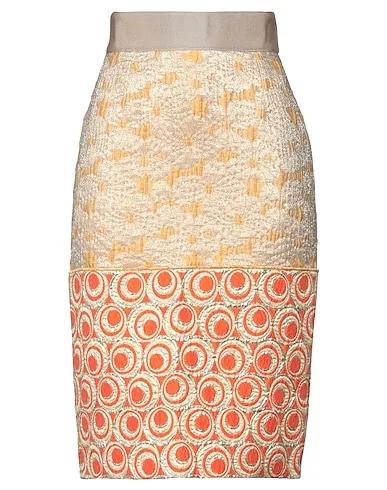 Orange Brocade Midi skirt