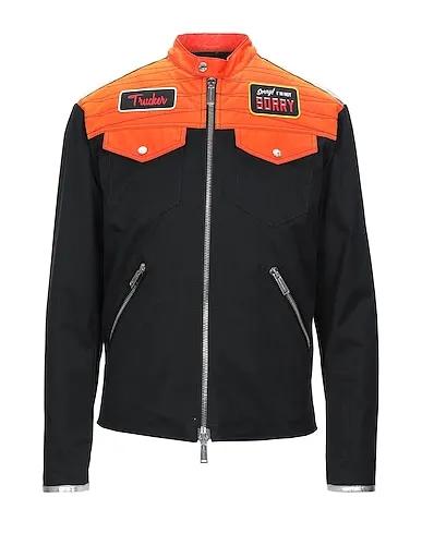 Orange Cotton twill Biker jacket