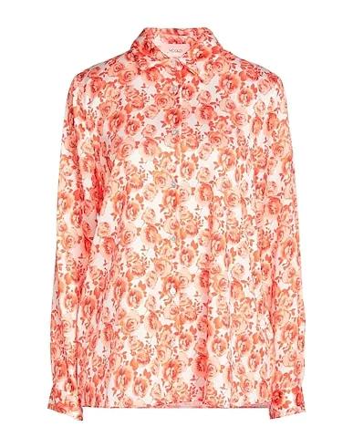 Orange Cotton twill Floral shirts & blouses