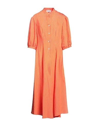 Orange Cotton twill Long dress