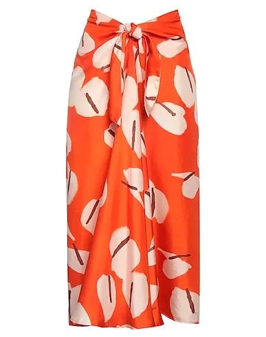 Orange Cotton twill Maxi Skirts