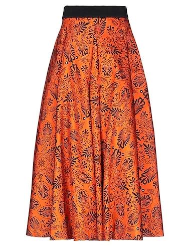 Orange Cotton twill Midi skirt