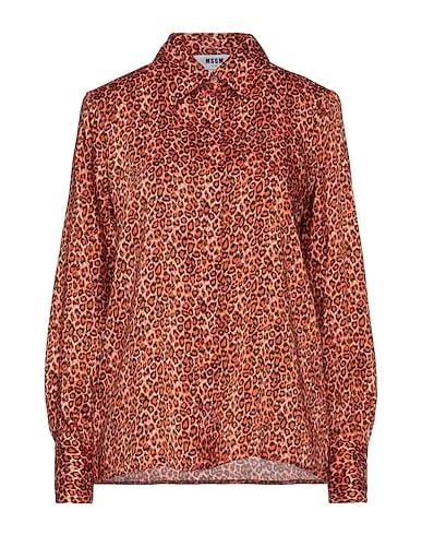Orange Cotton twill Patterned shirts & blouses