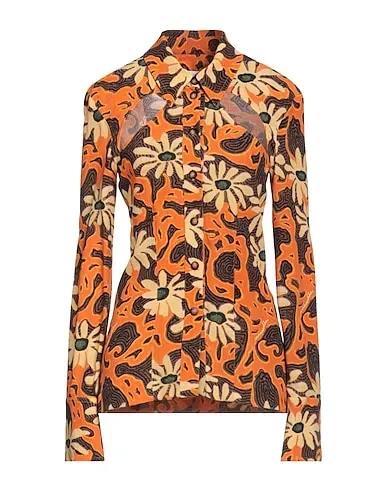 Orange Crêpe Floral shirts & blouses