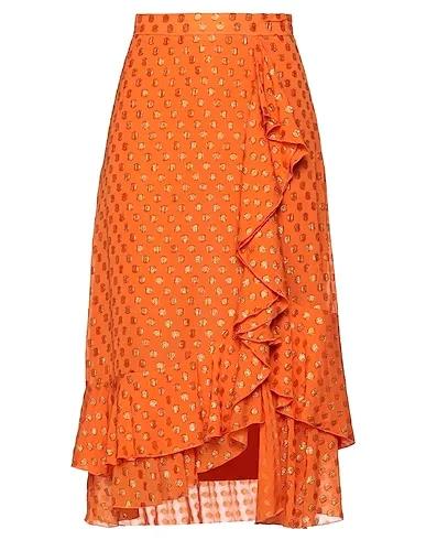 Orange Crêpe Midi skirt