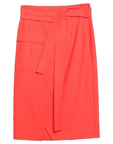 Orange Gabardine Midi skirt