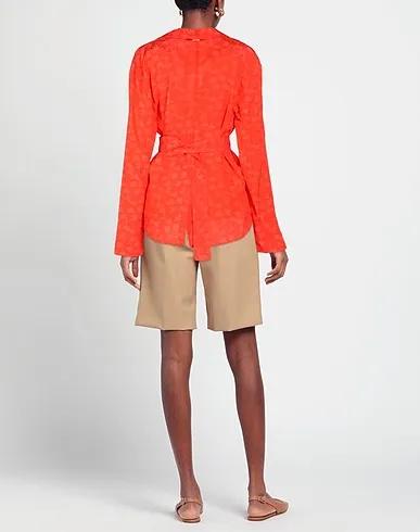 Orange Jacquard Solid color shirts & blouses