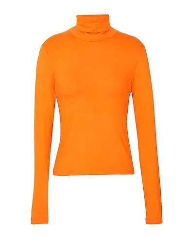 Orange Jersey T-shirt VISCOSE ROLL-NECK L/SLEEVE TOP
