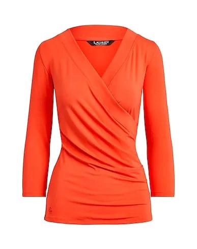 Orange Jersey T-shirt WRAP-STYLE JERSEY TOP