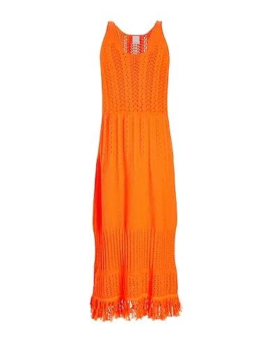 Orange Knitted Midi dress ORGANIC COTTON FRINGED MAXI DRESS
