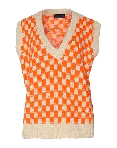 Orange Knitted Sleeveless sweater