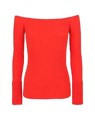 Orange Knitted Sweater KNIT BELL-SLEEVE OFF-SHOULDER TOP
