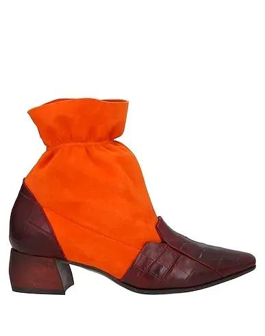 Orange Leather Ankle boot