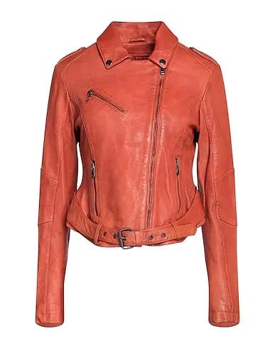 Orange Leather Biker jacket