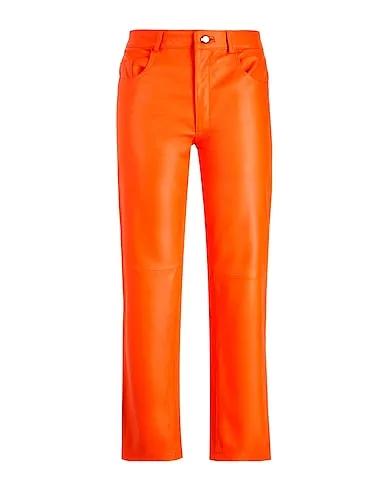 Orange Leather Casual pants LEATHER STRAIGHT LEG PANTS