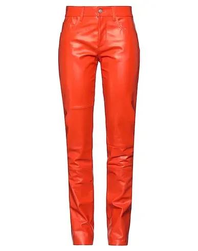 Orange Leather Casual pants