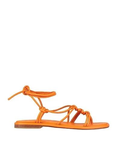 Orange Leather Flip flops