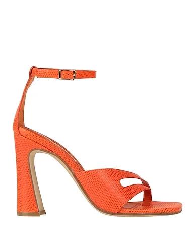 Orange Leather Flip flops